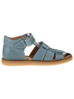 Leder-Halbsandalen in Blau