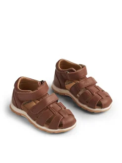 Leder-Halbsandalen in Braun