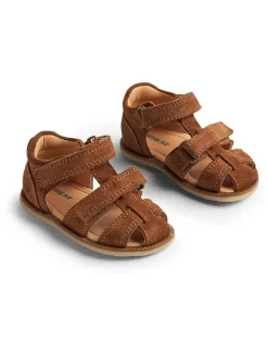 Leder-Halbsandalen in Braun