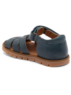 Leder-Halbsandalen in Dunkelblau