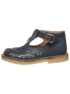 Leder-Halbsandalen in Dunkelblau