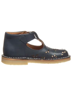 Leder-Halbsandalen in Dunkelblau