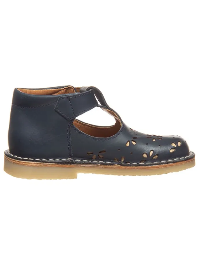 Leder-Halbsandalen in Dunkelblau