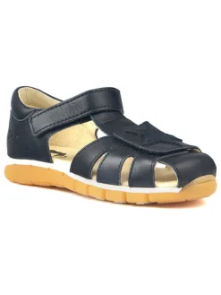 Leder-Halbsandalen in Dunkelblau