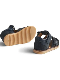 Leder-Halbsandalen in Dunkelblau