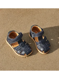 Leder-Halbsandalen in Dunkelblau