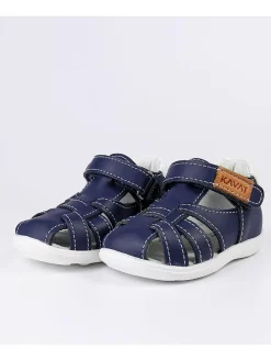 Leder-Halbsandalen in Dunkelblau