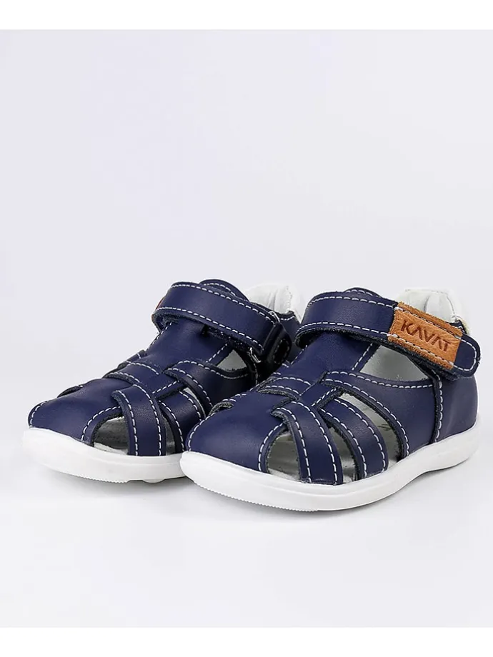 Leder-Halbsandalen in Dunkelblau