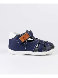 Leder-Halbsandalen in Dunkelblau