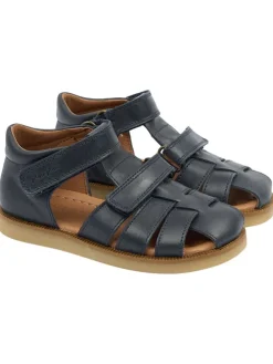 Leder-Halbsandalen in Dunkelblau