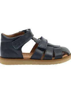 Leder-Halbsandalen in Dunkelblau