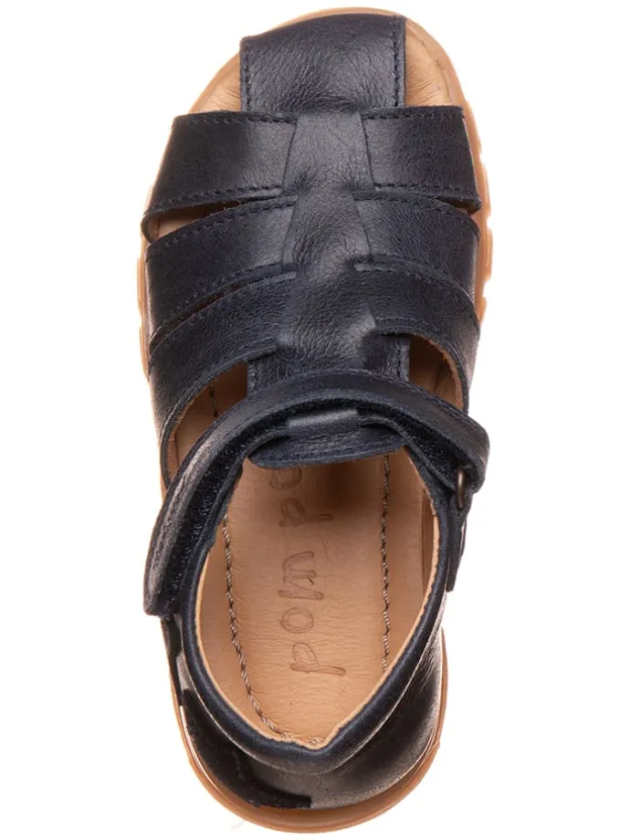 Leder-Halbsandalen in Dunkelblau