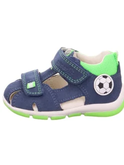 Leder-Halbsandalen in Dunkelblau/ Grün