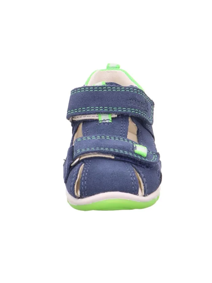 Leder-Halbsandalen in Dunkelblau/ Grün