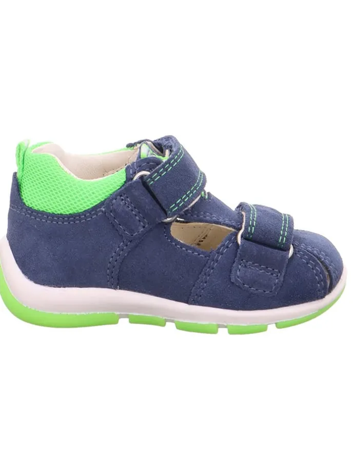 Leder-Halbsandalen in Dunkelblau/ Grün