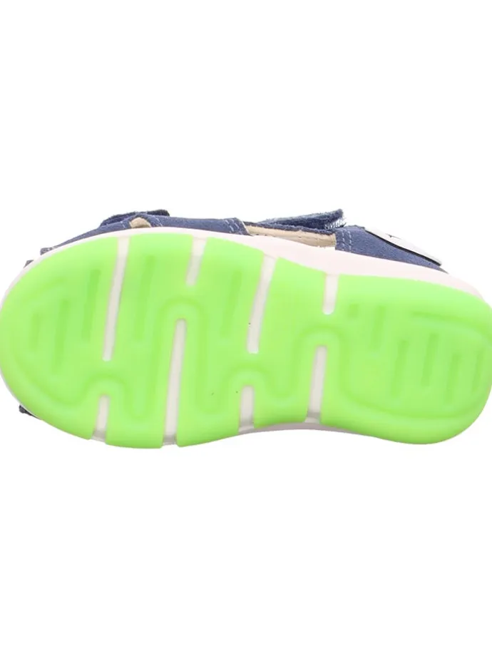 Leder-Halbsandalen in Dunkelblau/ Grün