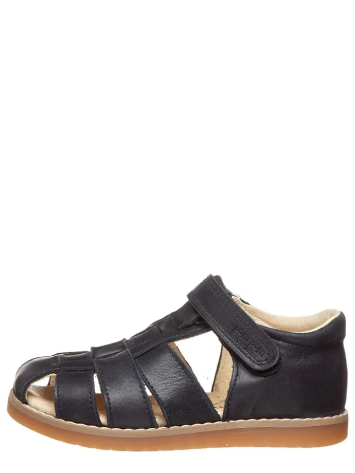 Leder-Halbsandalen in Dunkelblau