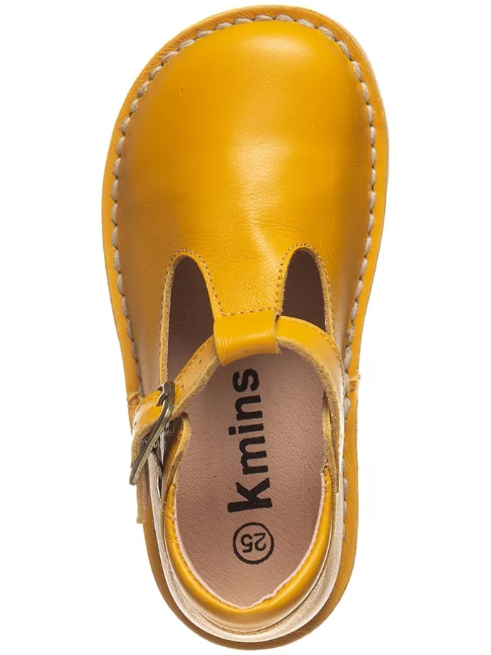 Leder-Halbsandalen in Gelb