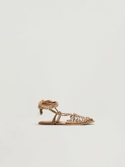 Leder-Halbsandalen in Gold