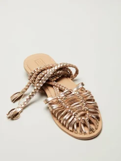 Leder-Halbsandalen in Gold