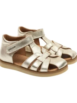 Leder-Halbsandalen in Gold