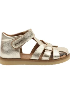 Leder-Halbsandalen in Gold