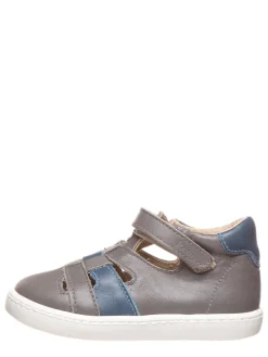 Leder-Halbsandalen in Grau