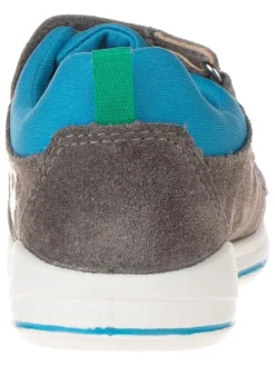 Leder-Halbsandalen in Grau/ Blau