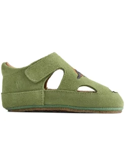 Leder-Halbsandalen in Grün