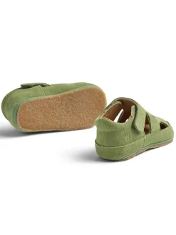 Leder-Halbsandalen in Grün