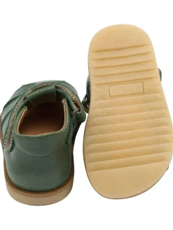 Leder-Halbsandalen in Grün