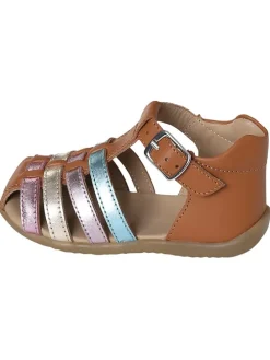 Leder-Halbsandalen in Hellbraun