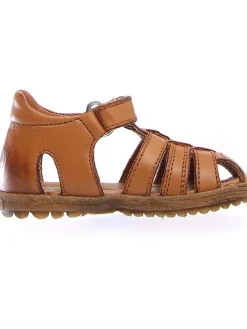 Leder-Halbsandalen in Hellbraun