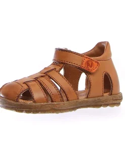 Leder-Halbsandalen in Hellbraun