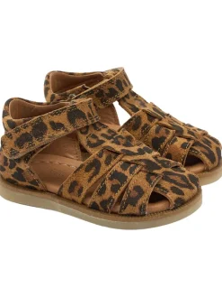 Leder-Halbsandalen in Hellbraun