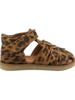 Leder-Halbsandalen in Hellbraun