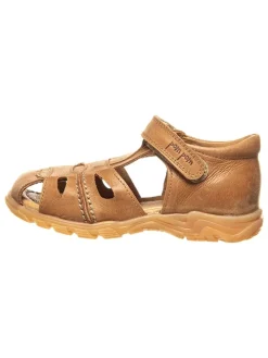 Leder-Halbsandalen in Hellbraun