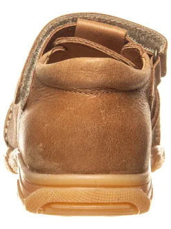 Leder-Halbsandalen in Hellbraun