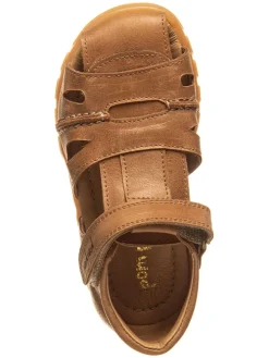 Leder-Halbsandalen in Hellbraun