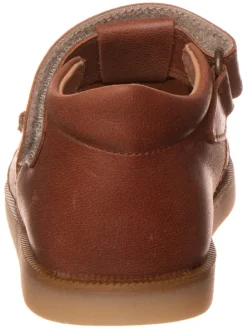 Leder-Halbsandalen in Hellbraun