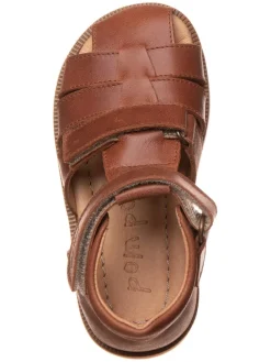 Leder-Halbsandalen in Hellbraun