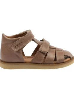 Leder-Halbsandalen in Hellbraun