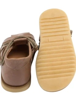 Leder-Halbsandalen in Hellbraun