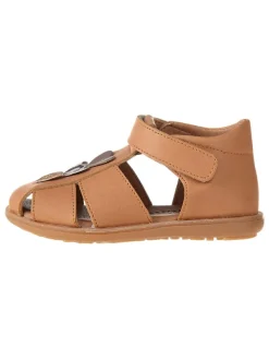 Leder-Halbsandalen in Hellbraun