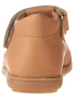 Leder-Halbsandalen in Hellbraun