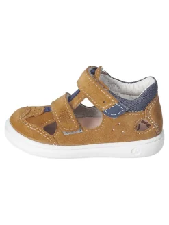 Leder-Halbsandalen in Hellbraun