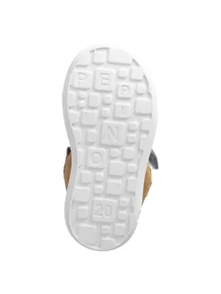 Leder-Halbsandalen in Hellbraun