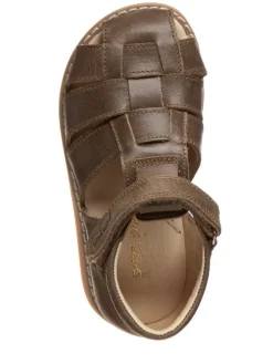 Leder-Halbsandalen in Khaki