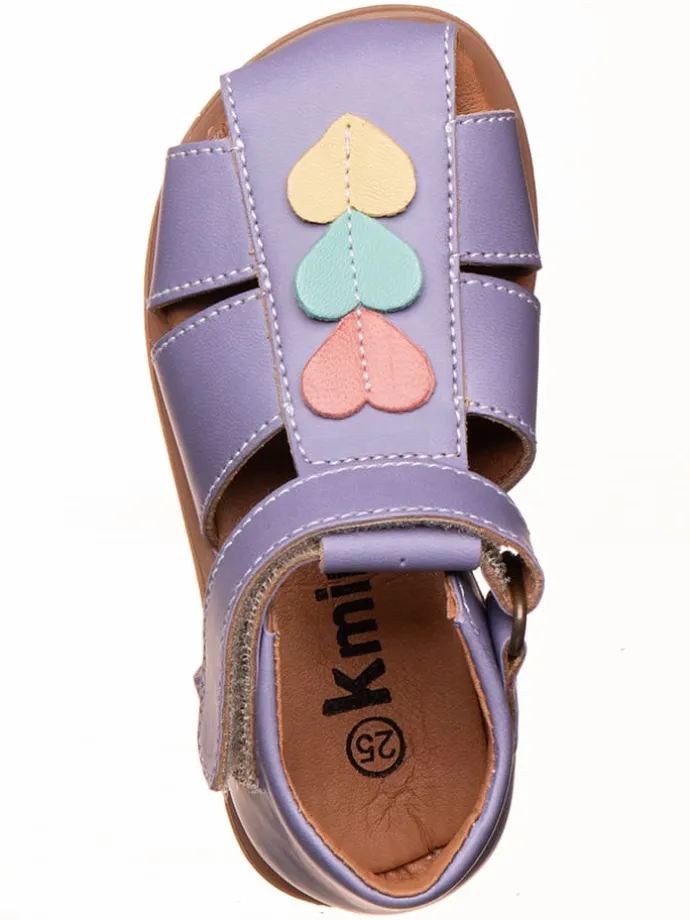 Leder-Halbsandalen in Lila