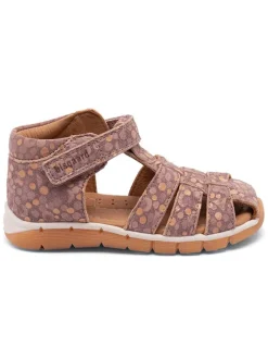 Leder-Halbsandalen in Lila/ Orange